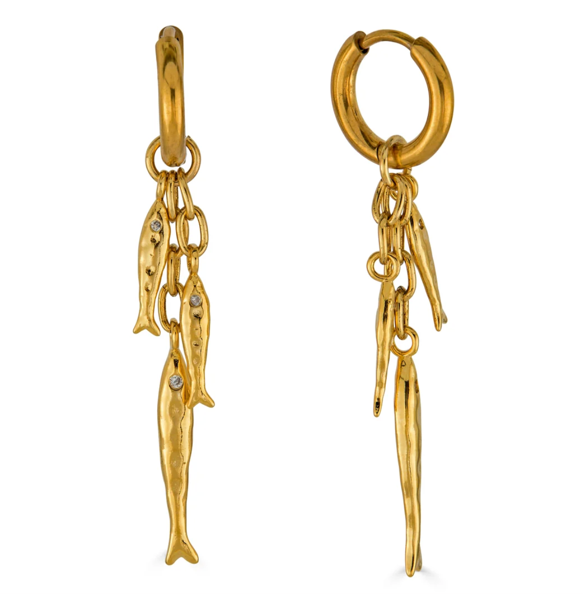 Fish Charm Huggie Earrings