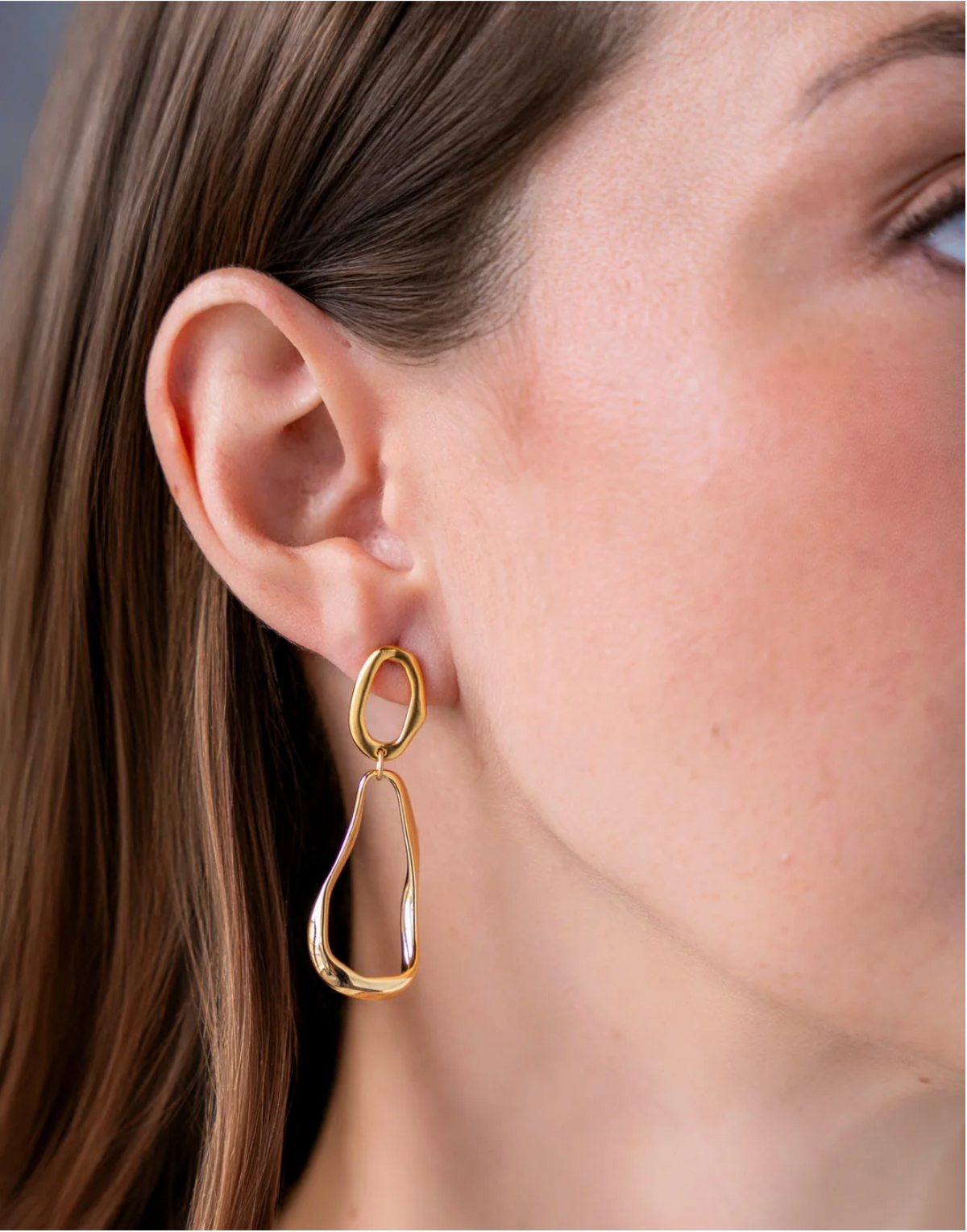 Gold Organic Shape Earrings
