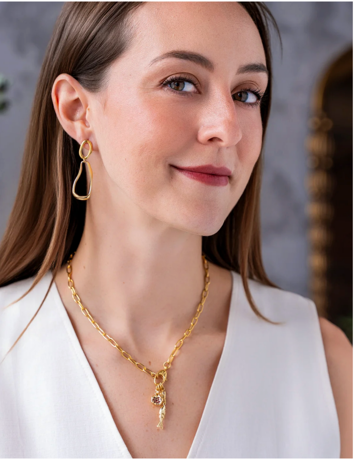 Gold Organic Shape Earrings