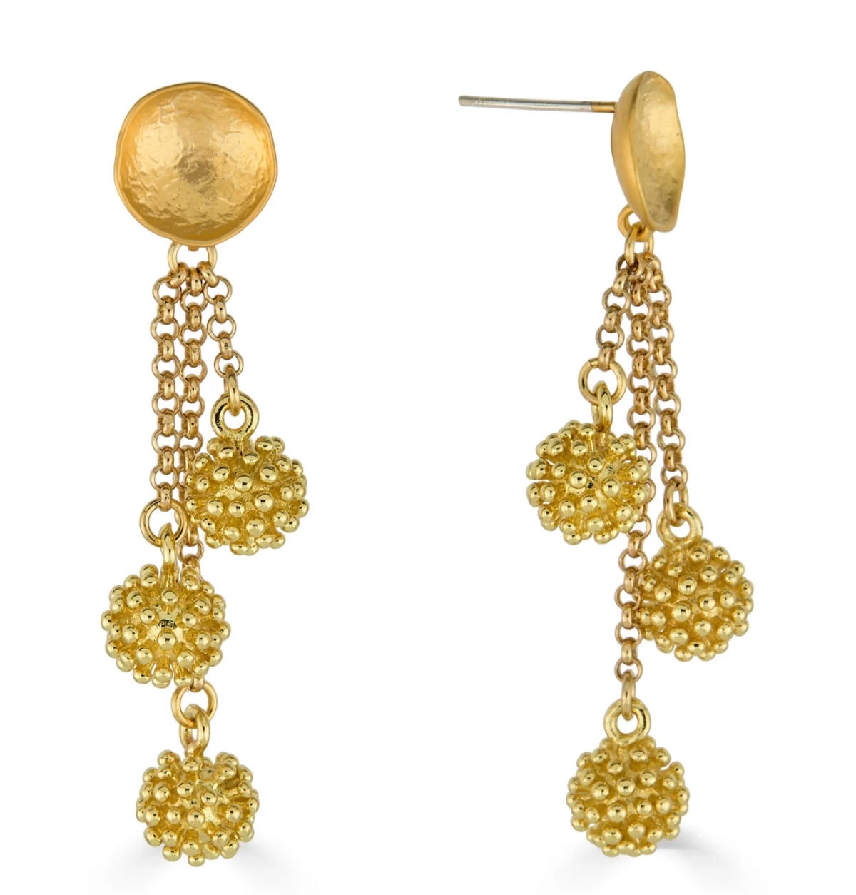Gold Cluster Drop Earrings