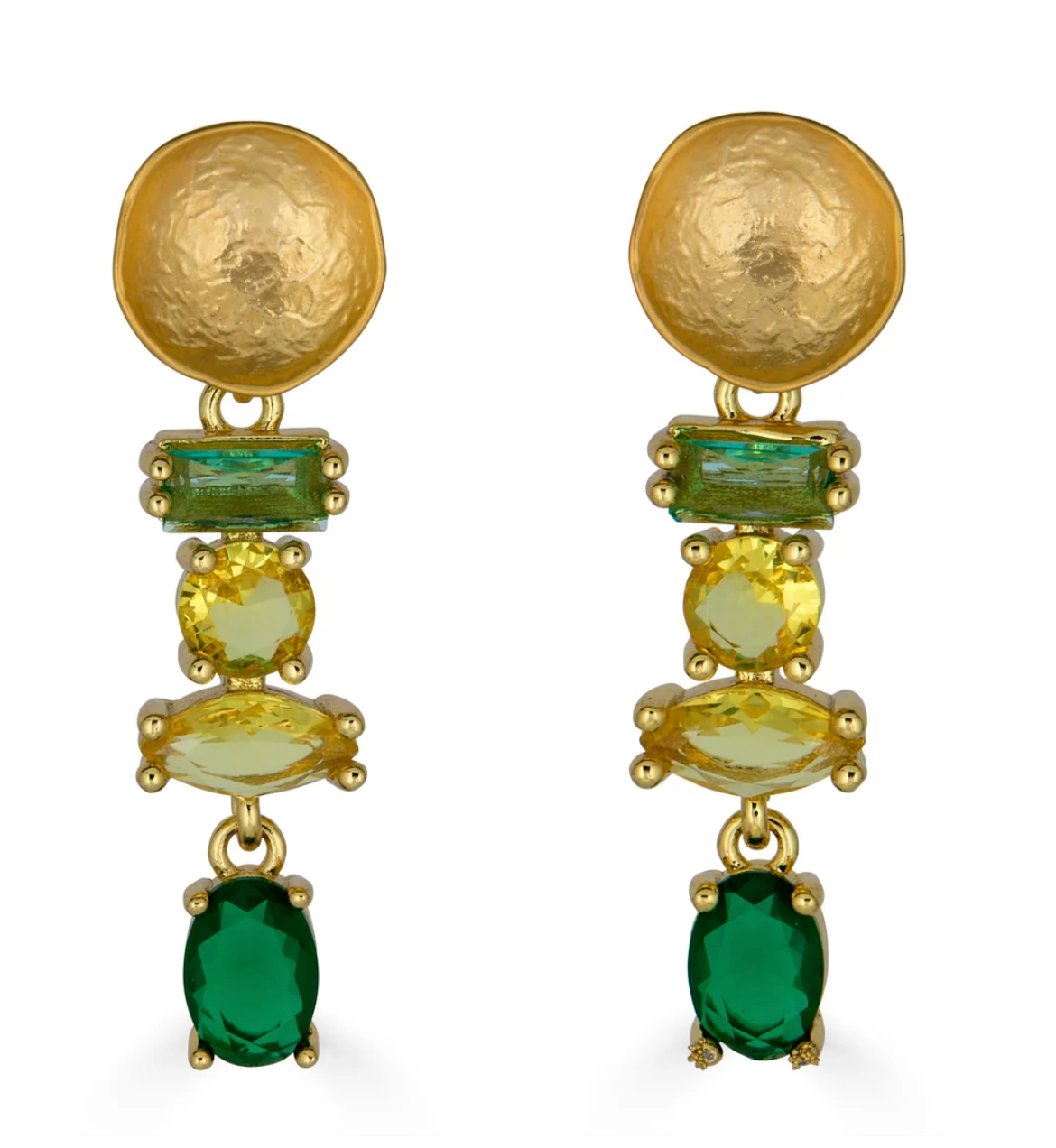 Green Yellow Multi Gemstone Drop Earrings