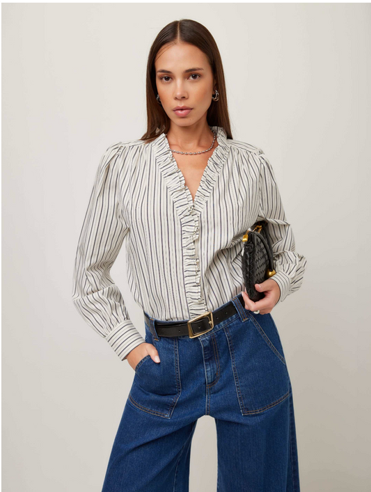 Lizzy Stripe Long Sleeve Ruffle Top