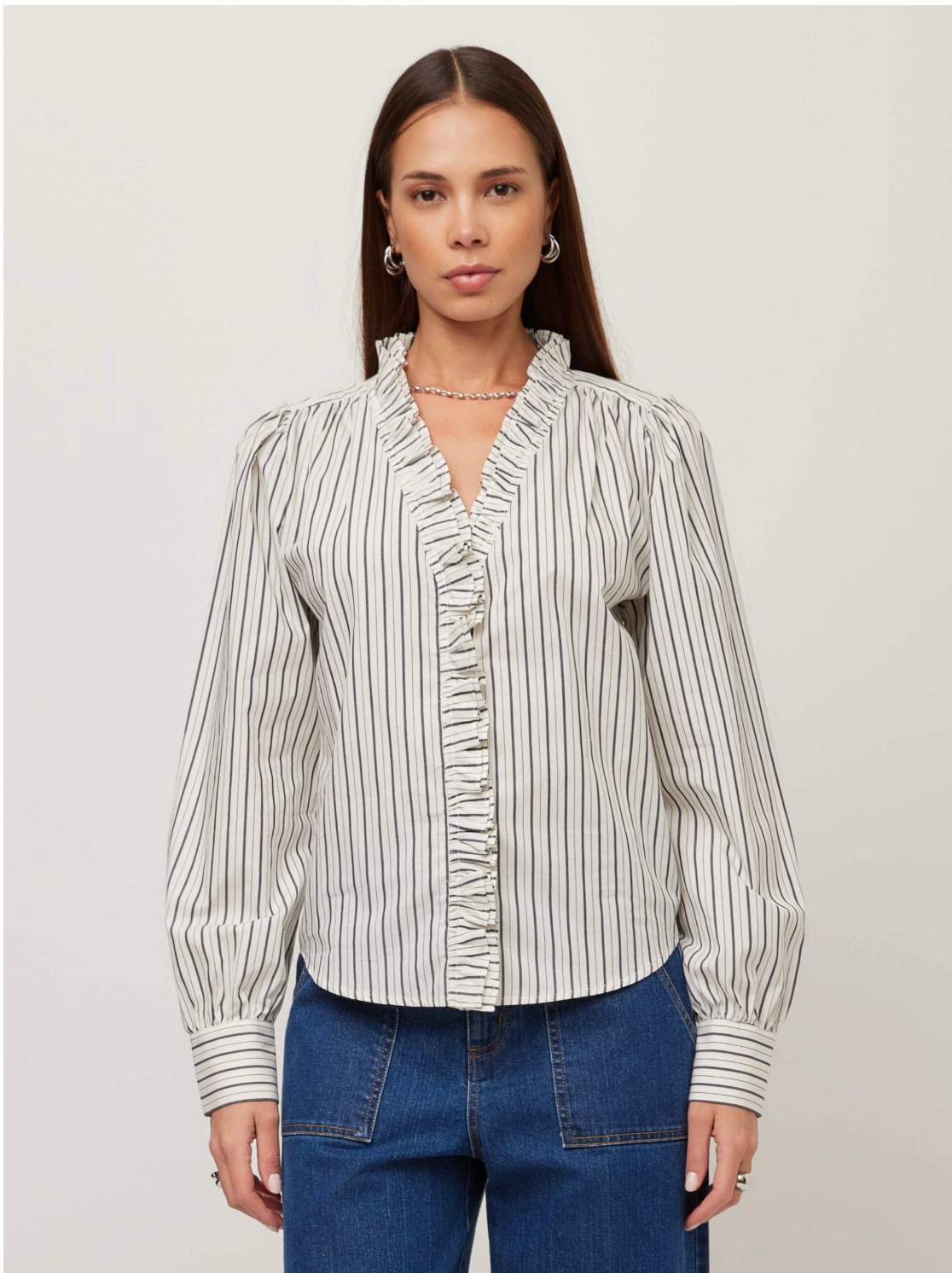 Lizzy Stripe Long Sleeve Ruffle Top