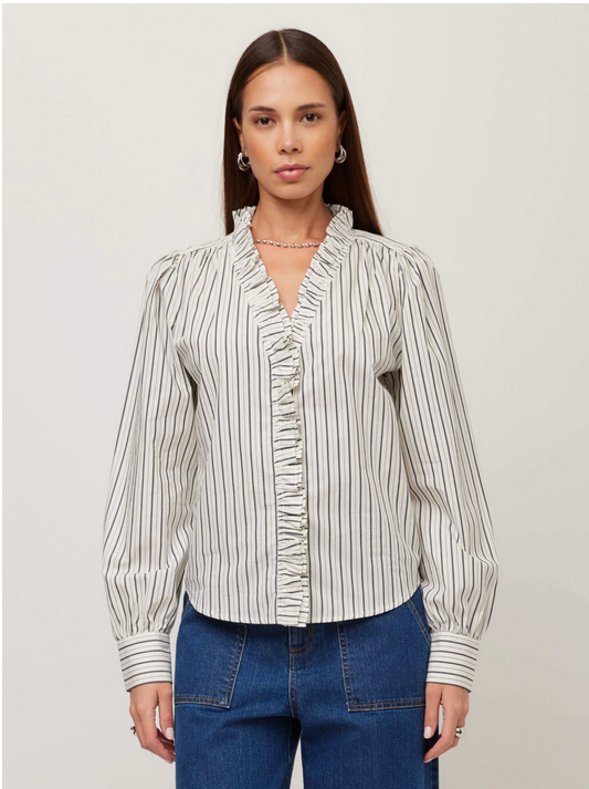 Lizzy Stripe Long Sleeve Ruffle Top