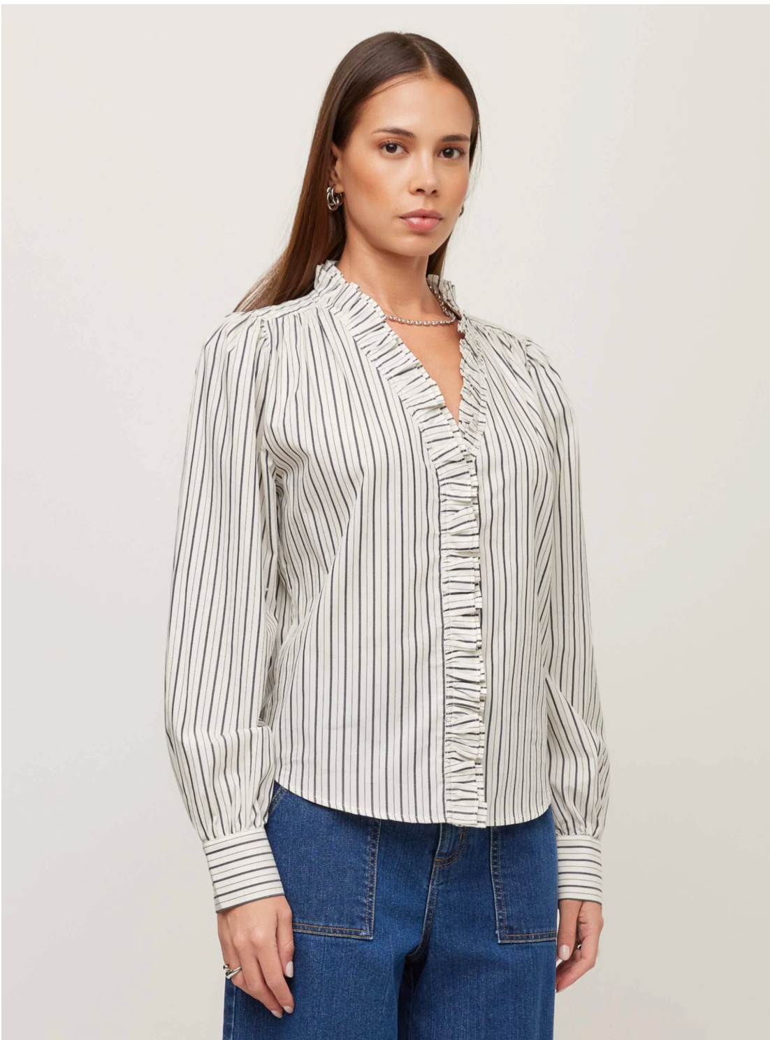 Lizzy Stripe Long Sleeve Ruffle Top