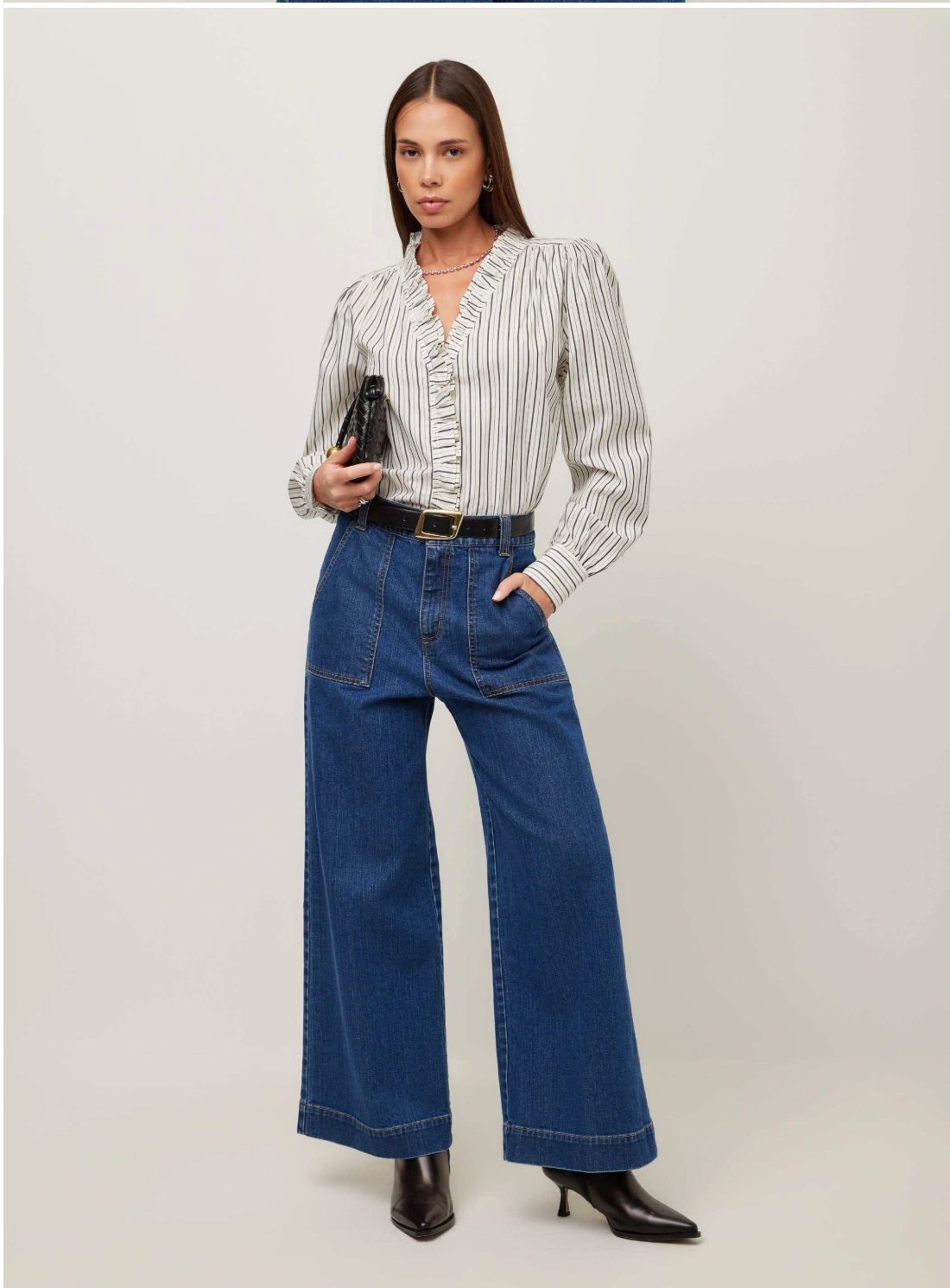 Lizzy Stripe Long Sleeve Ruffle Top