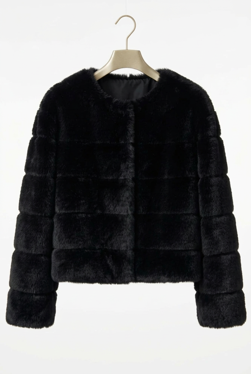 Collarless Shearling Jacket