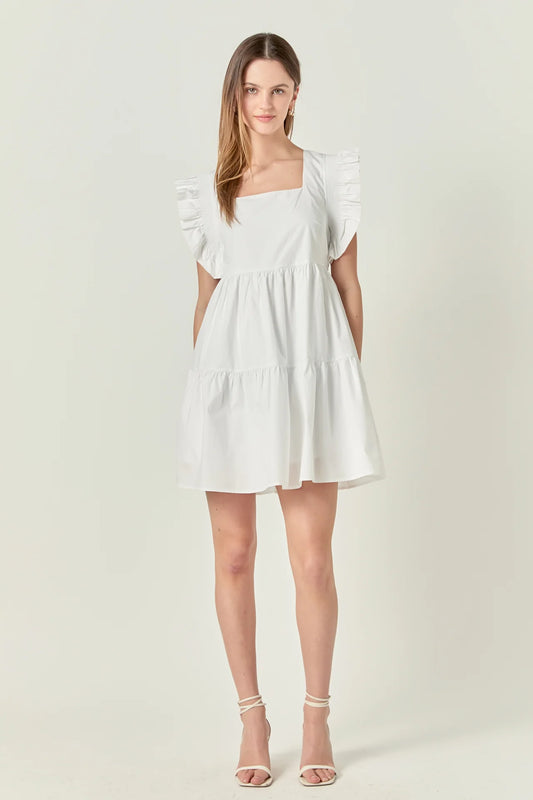 Ruffled Dress w Smocking Detail