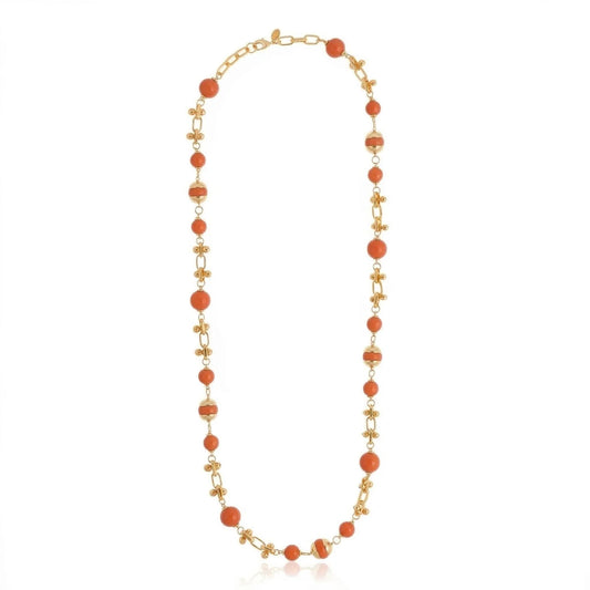 Liuce Long Necklace Orange Coral