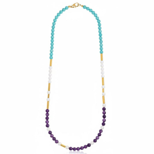 Long Hebe Necklace Turquoise/Amy/White/Gold