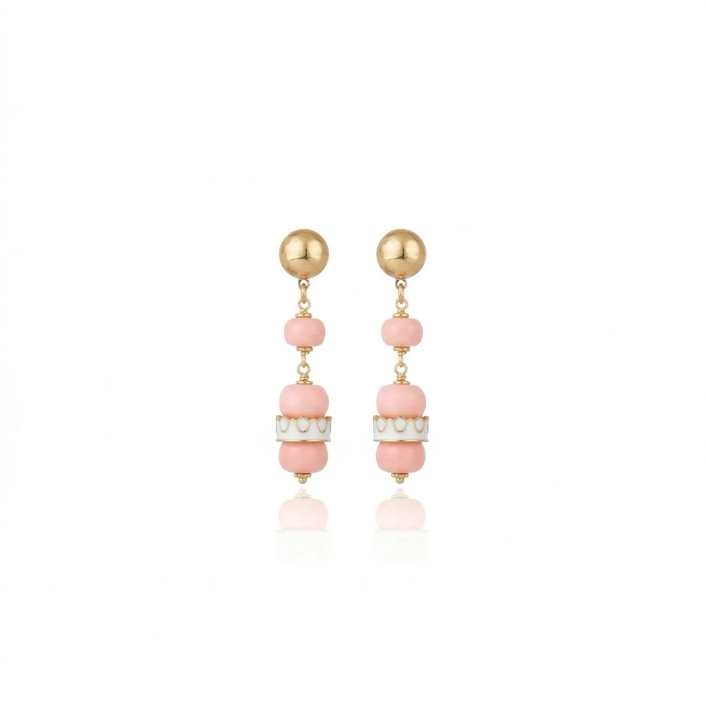 Yolanda Drop Earrings Pink and Gold
