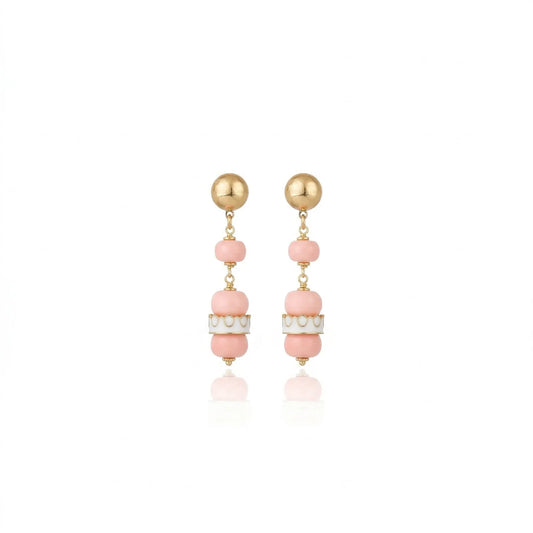 Yolanda Drop Earrings Pink and Gold