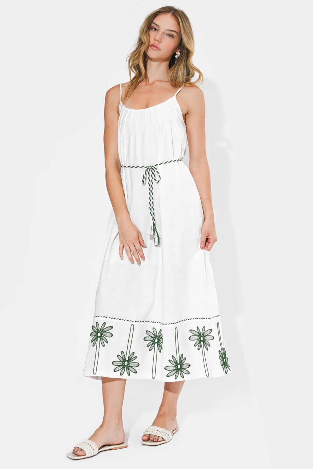 Sophia Palm Tree Embroidered Maxi Dress