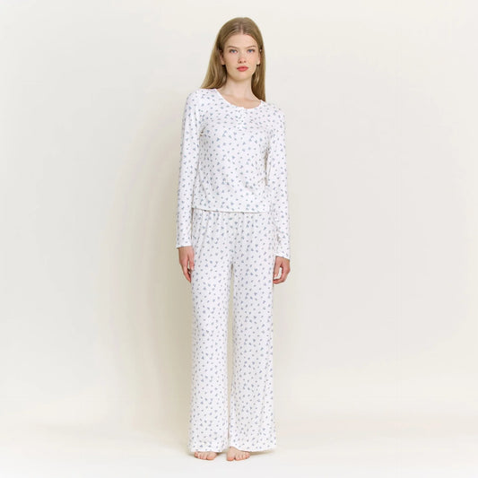 Blissful Long Henley Pajama Set