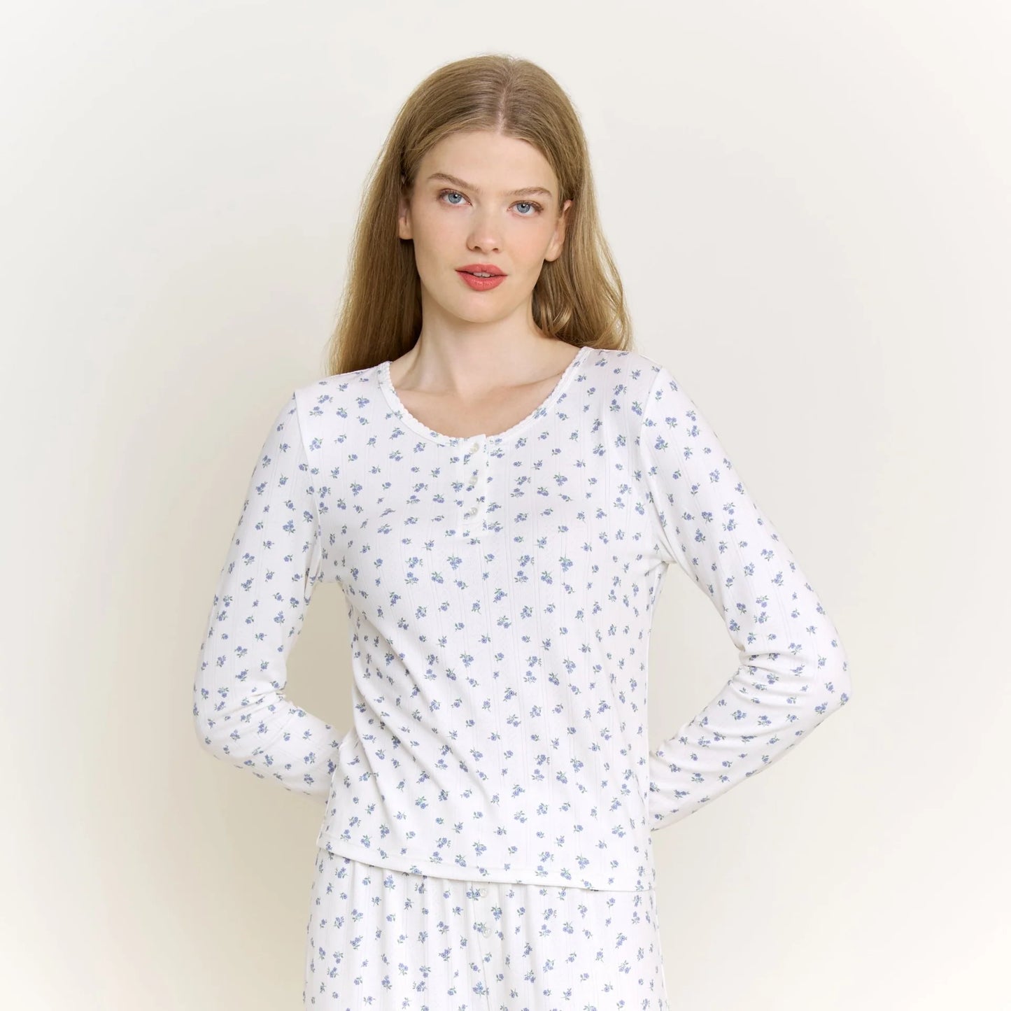 Blissful Long Henley Pajama Set