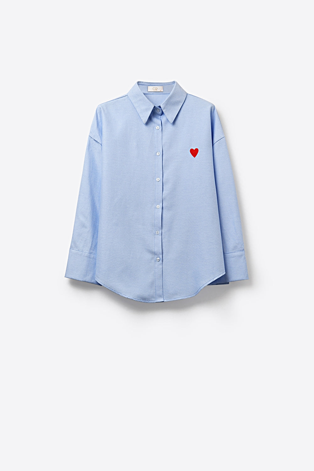 Oxford Cotton Shirt with Embroidered Red Heart