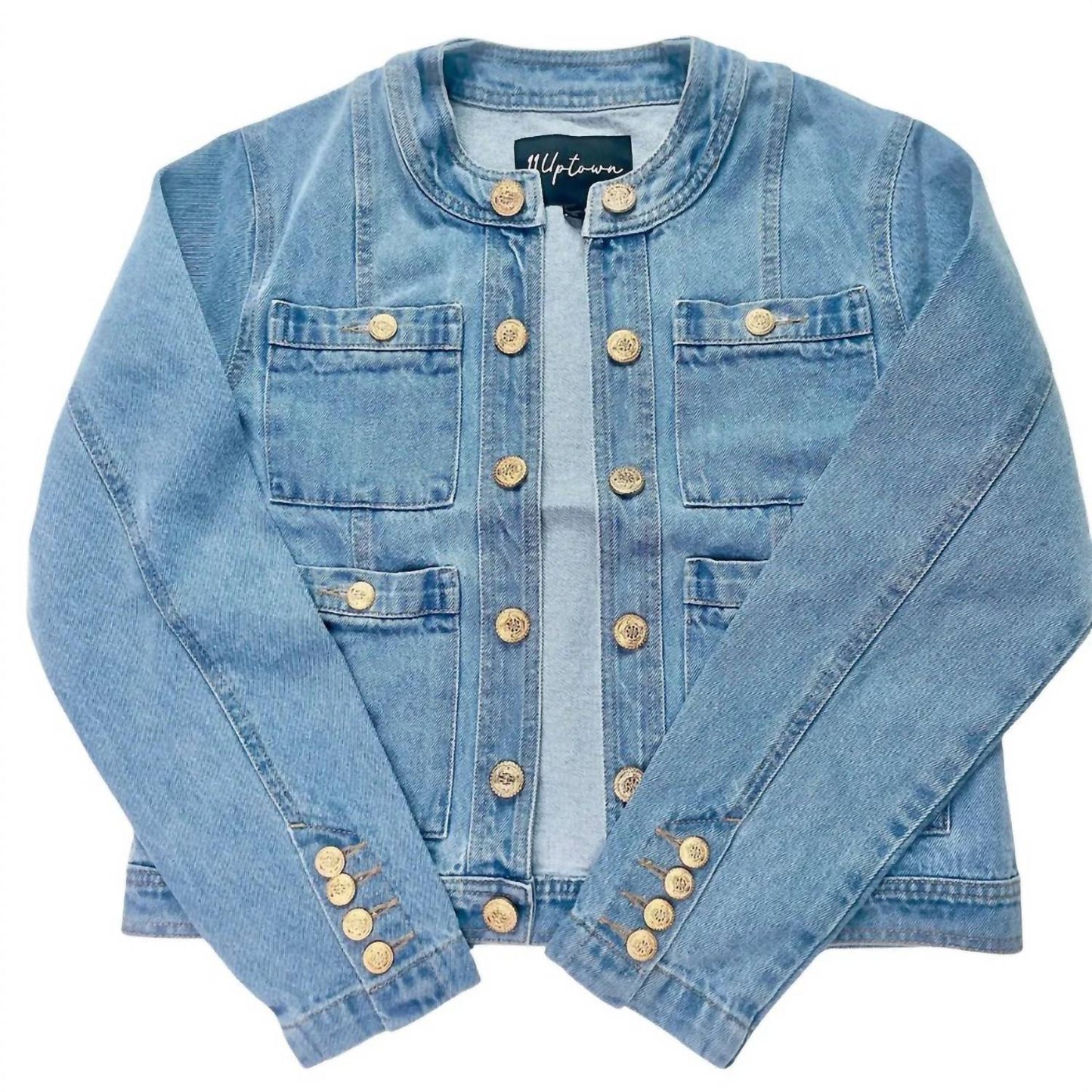 Collarless Denim Jacket