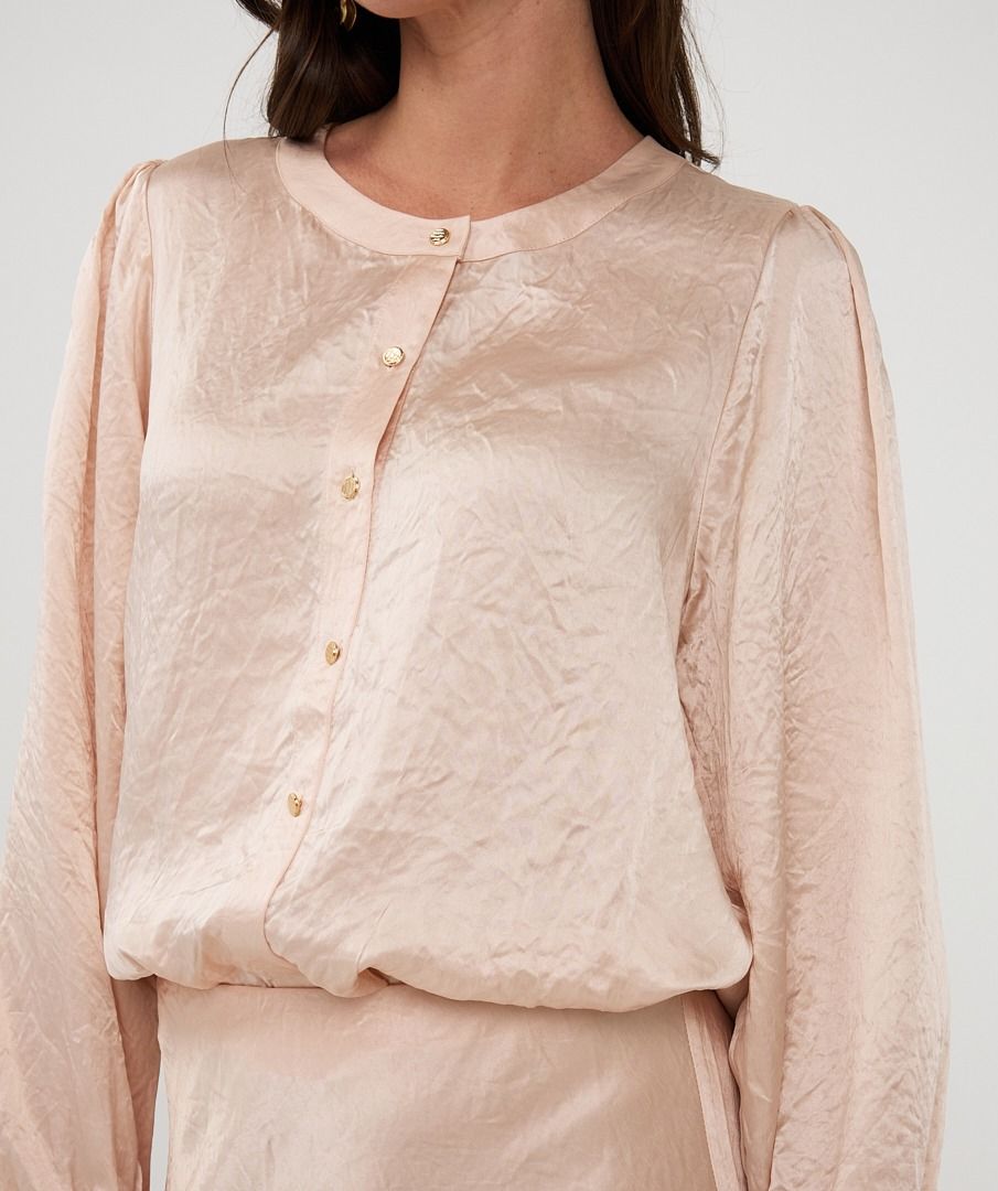 Acetate Balloon Sleeve Blouse