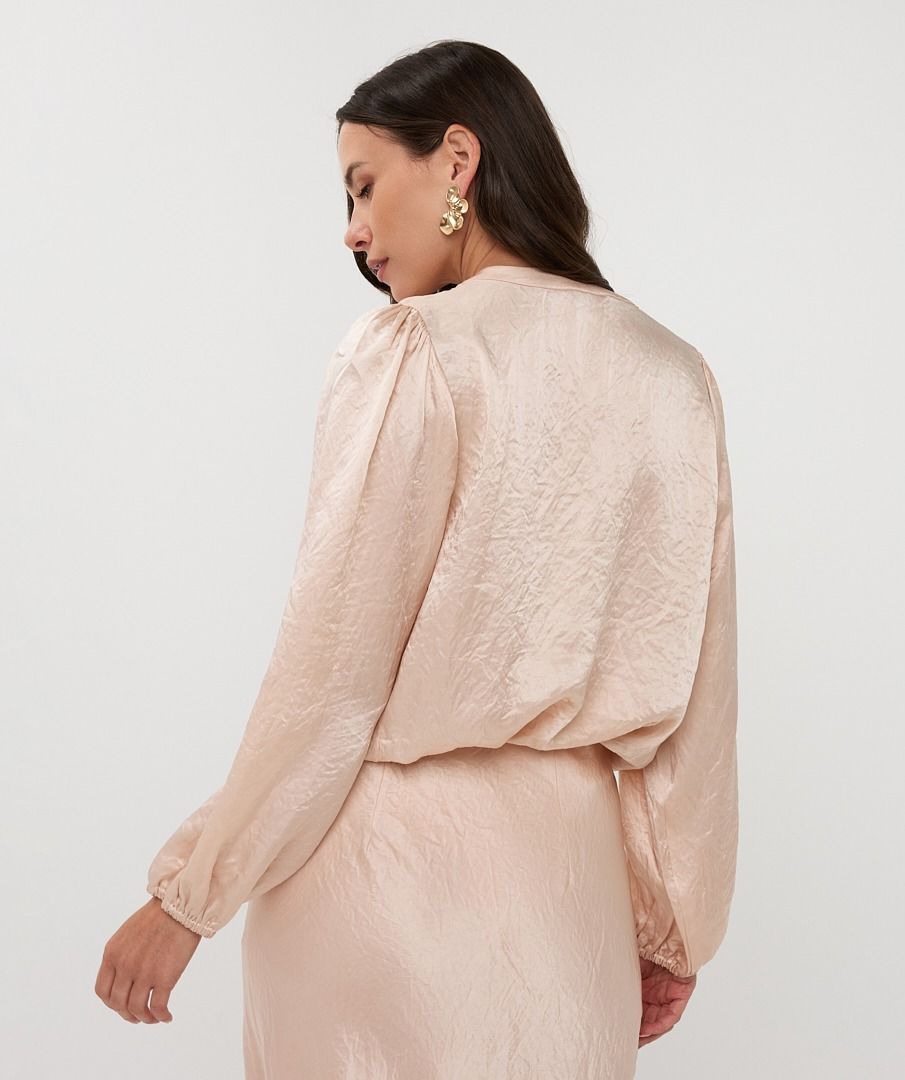 Acetate Balloon Sleeve Blouse