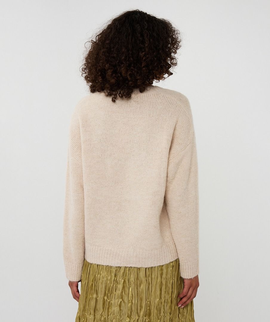 V-Neck Sweater w/ Brooch