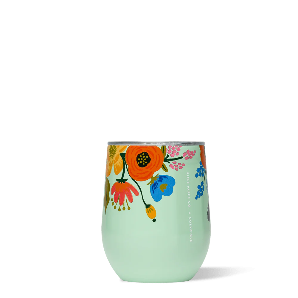 Stemless Cup - Lively Floral Mint