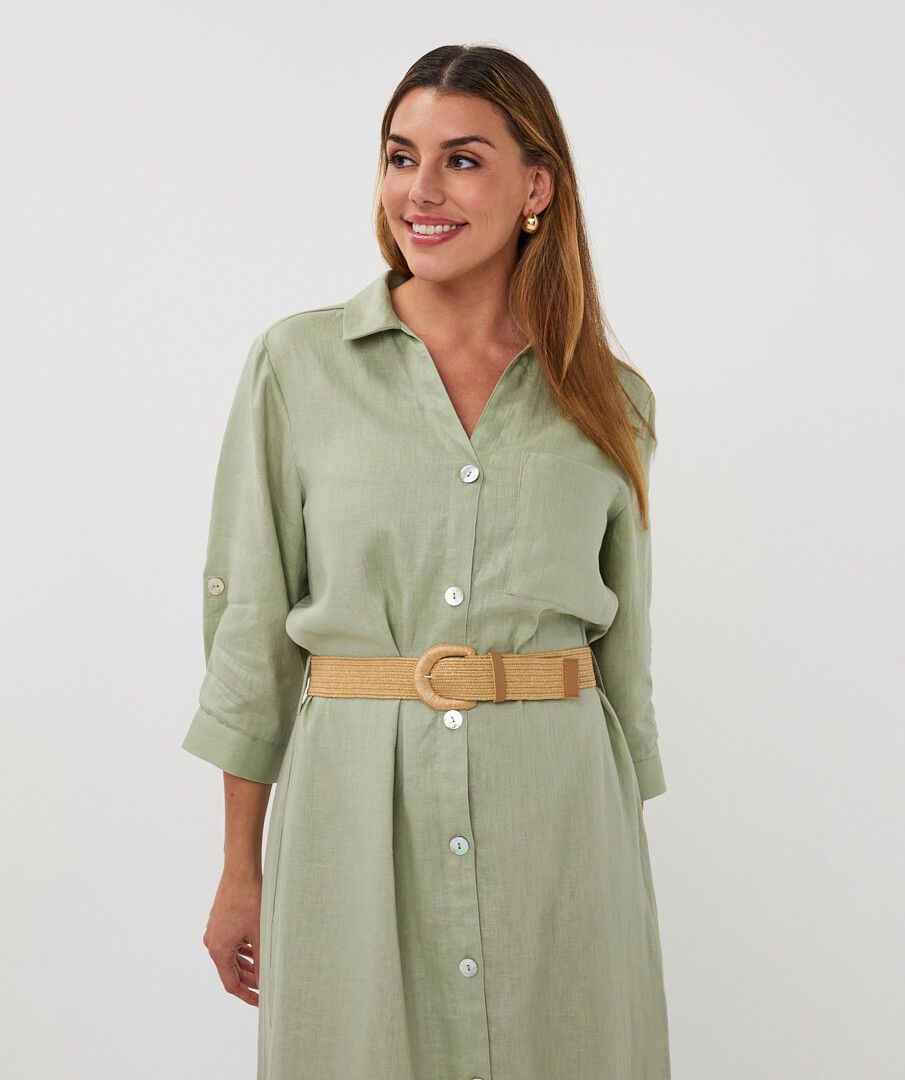Linen Dress with Belt