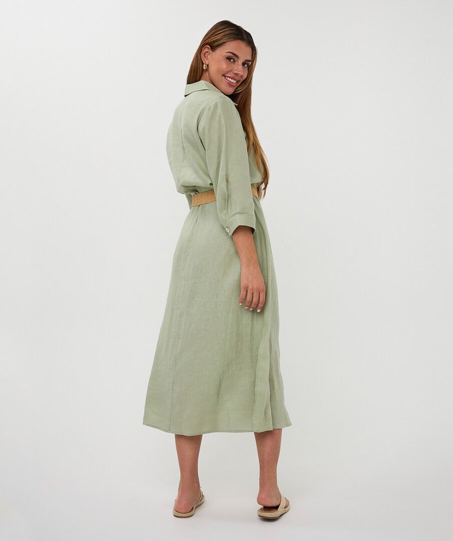 Linen Dress with Belt