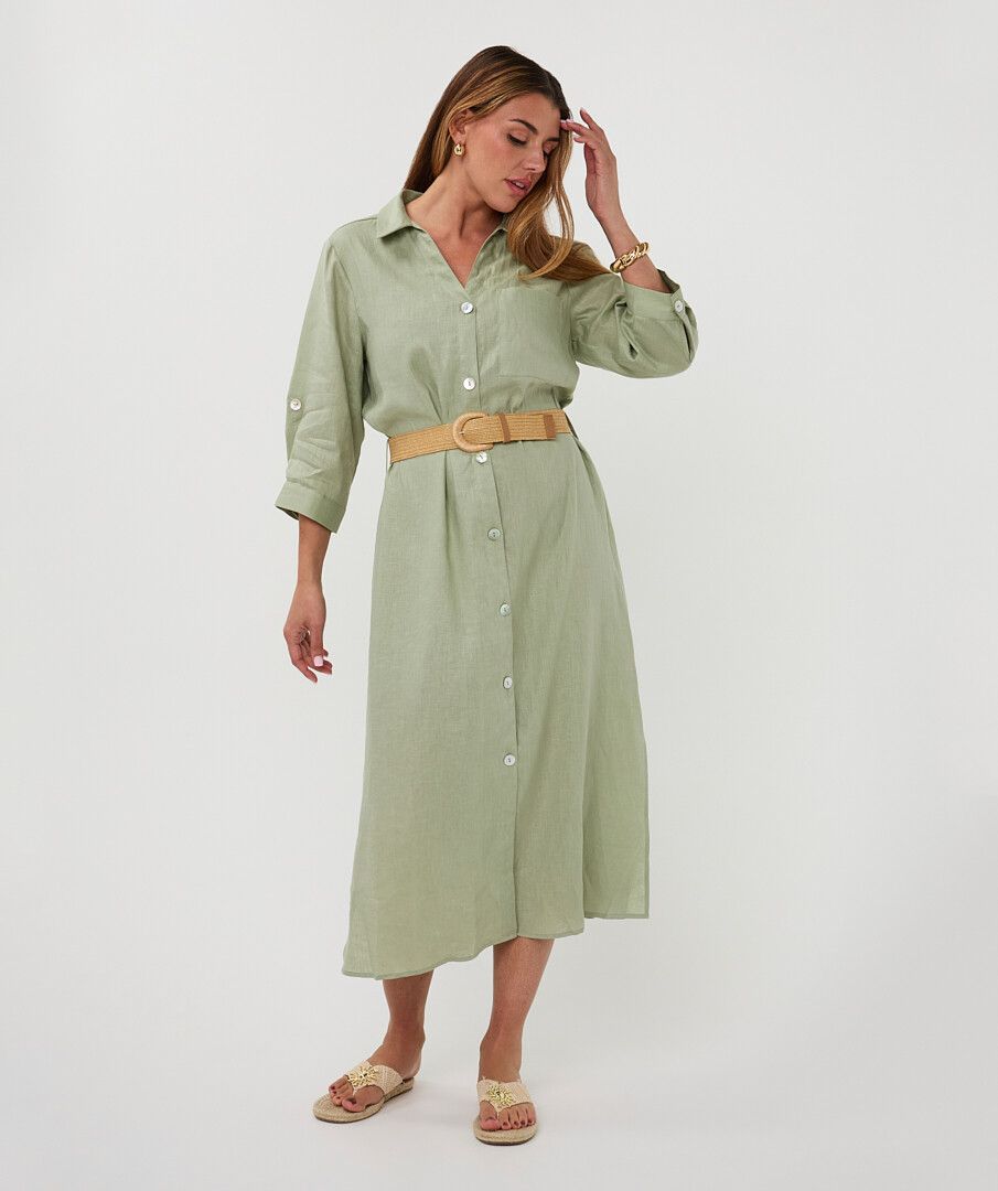 Linen Dress with Belt