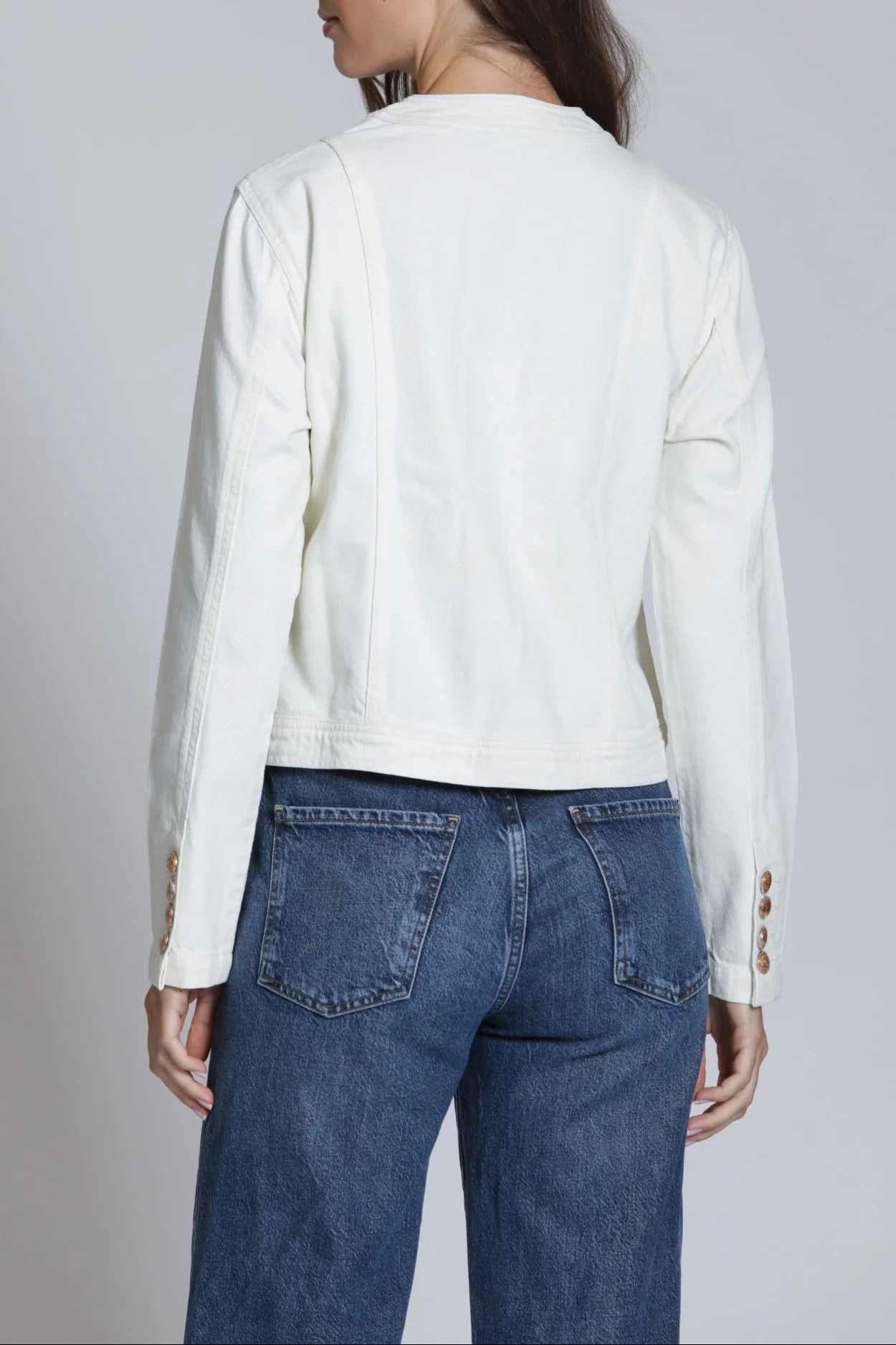 Collarless Denim Jacket