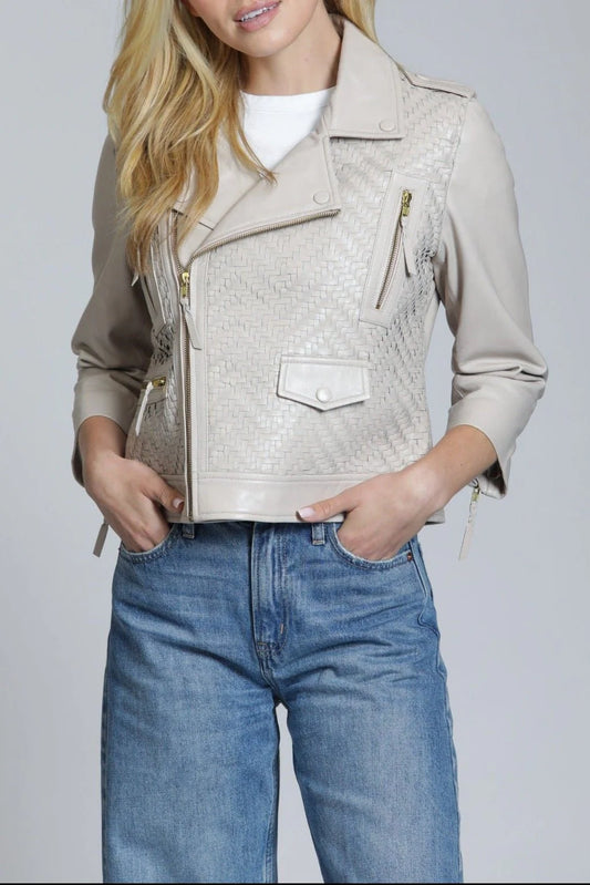 Herringbone Moto Leather Jacket