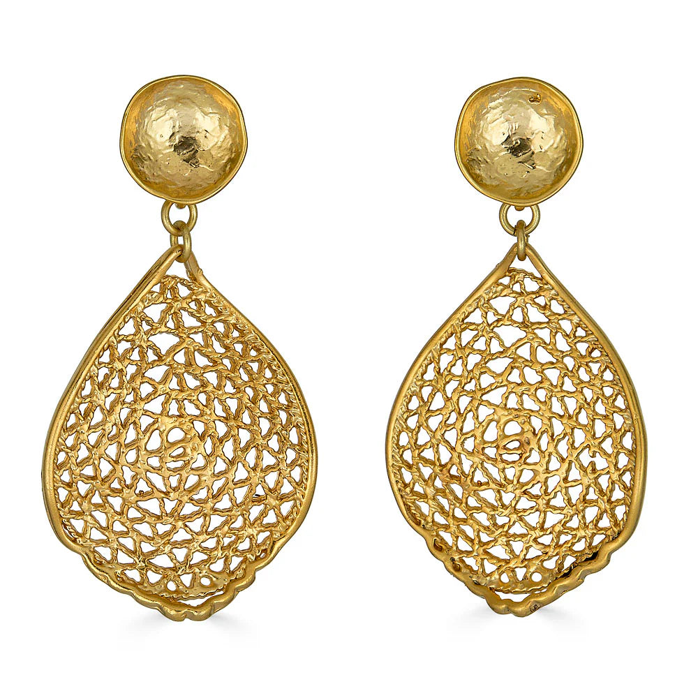 Gold Teardrop Lace Earring