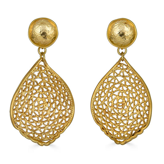 Gold Teardrop Lace Earring