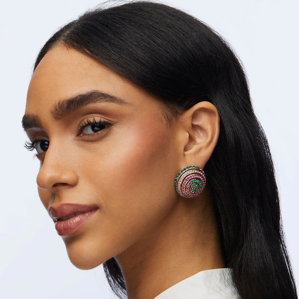 Spiral Button Earrings