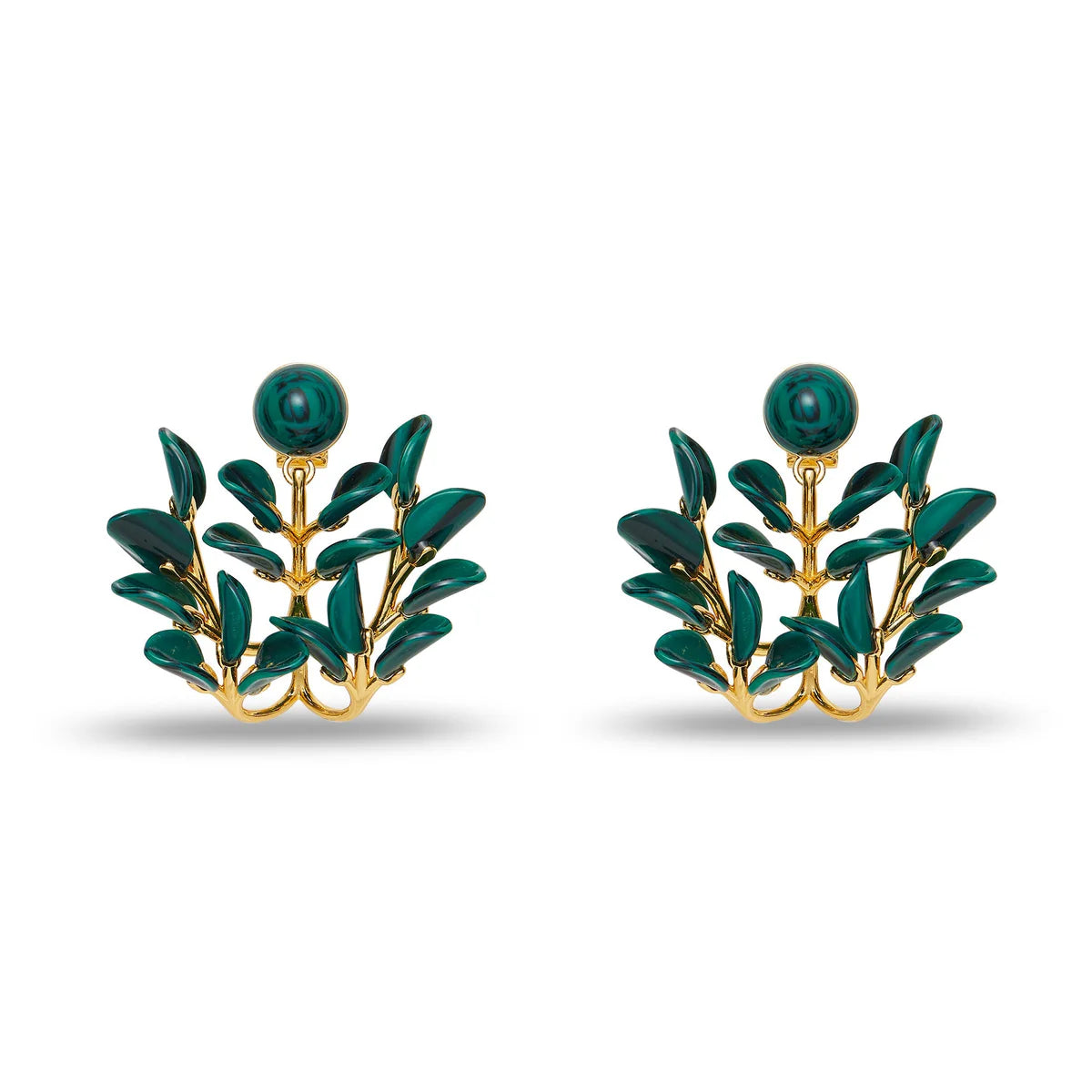 Malachite Vine Leaf Earrings