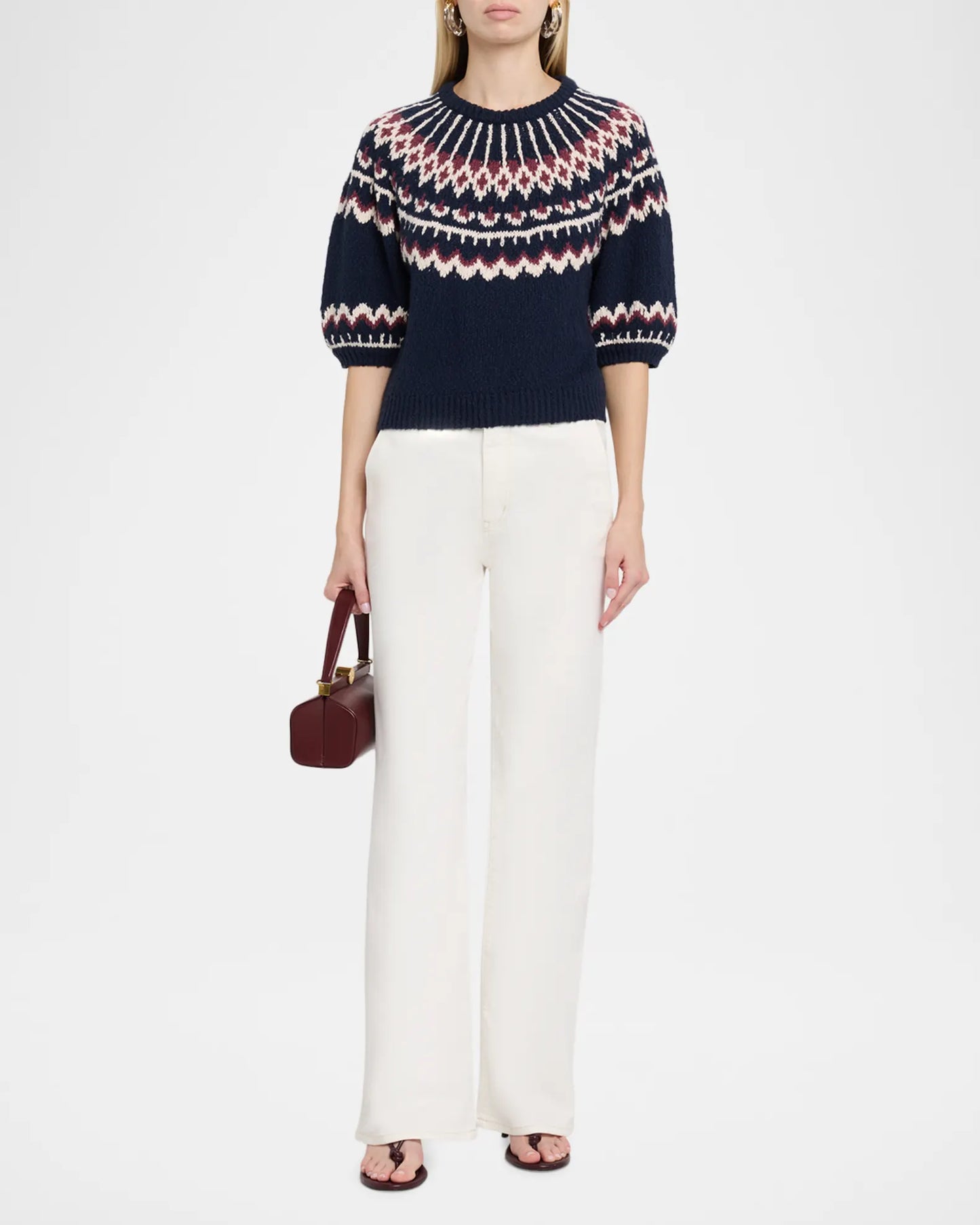 Puff Sleeve Fair Isle Crew