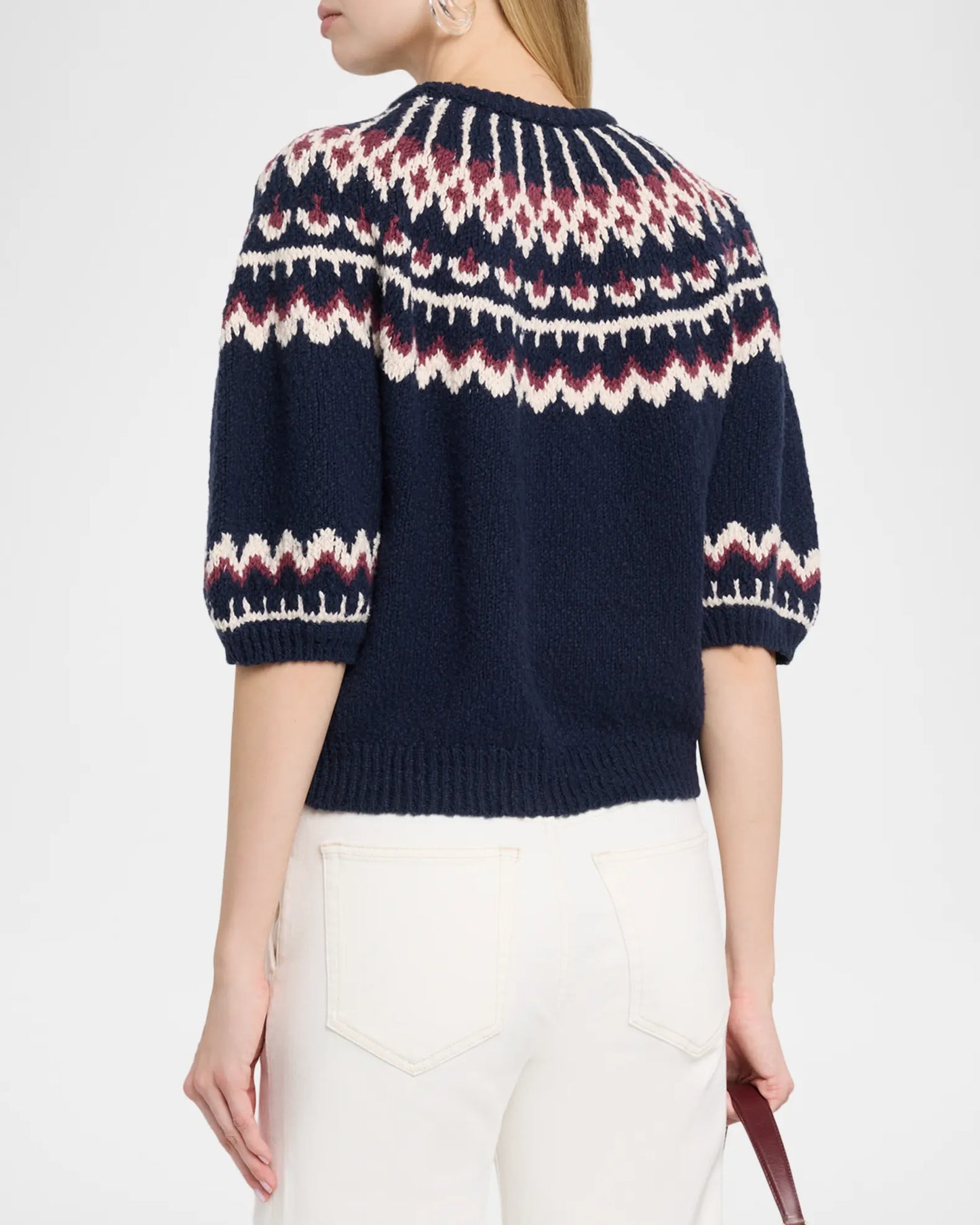 Puff Sleeve Fair Isle Crew