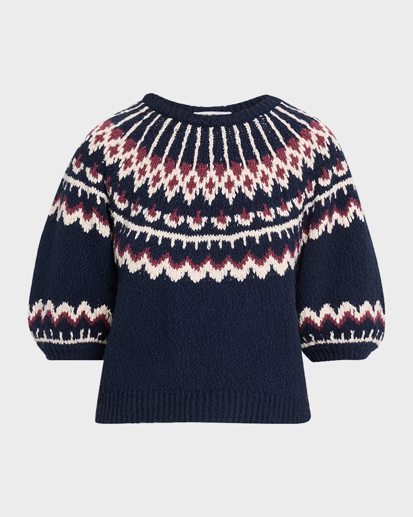 Puff Sleeve Fair Isle Crew