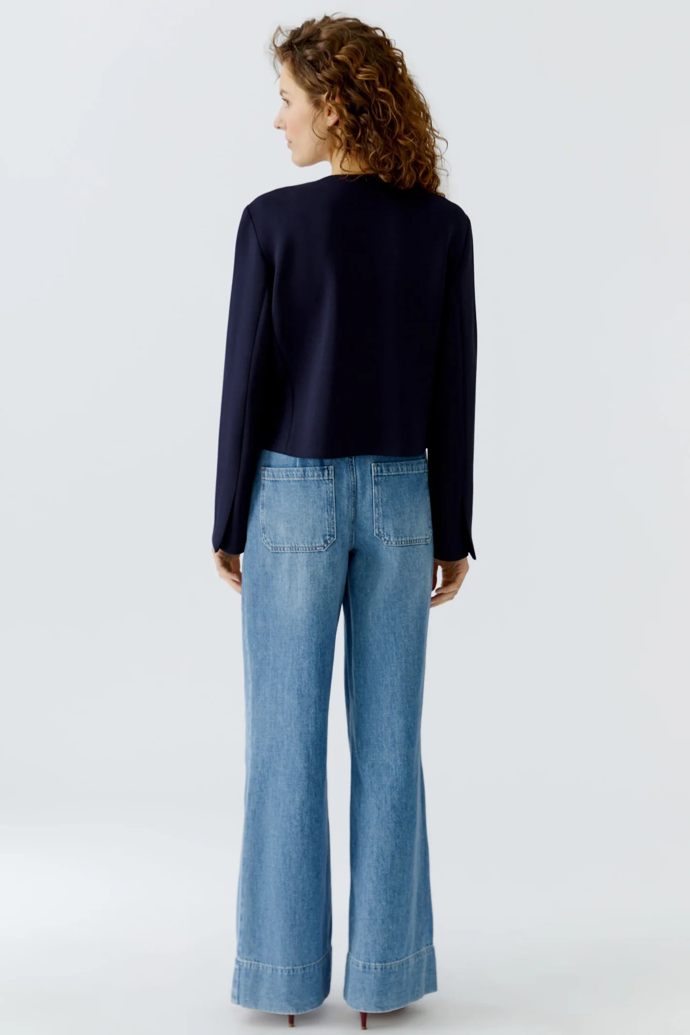 Collarless Scuba Jacket with Gold Buttons
