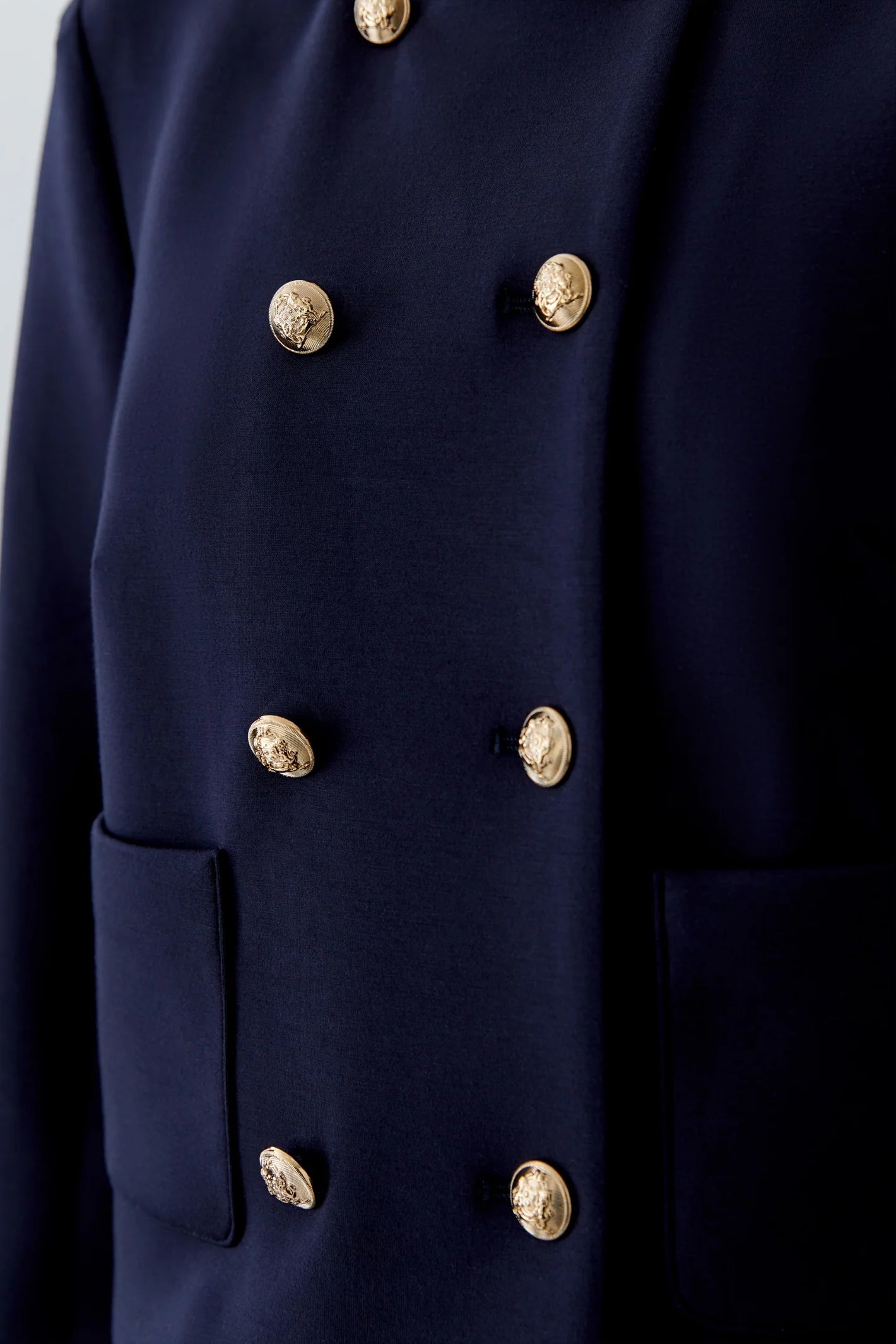 Collarless Scuba Jacket with Gold Buttons