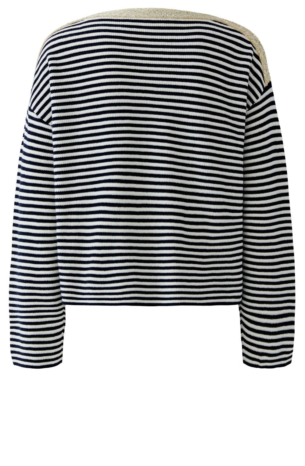 Blue Stripe and Gold Shimmer Neck Jumper