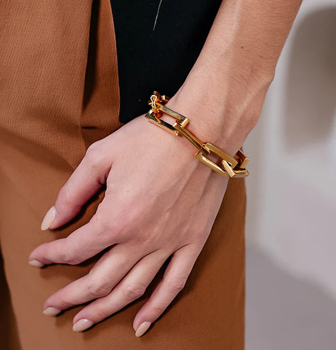 Gold Rectangle Link Bracelet