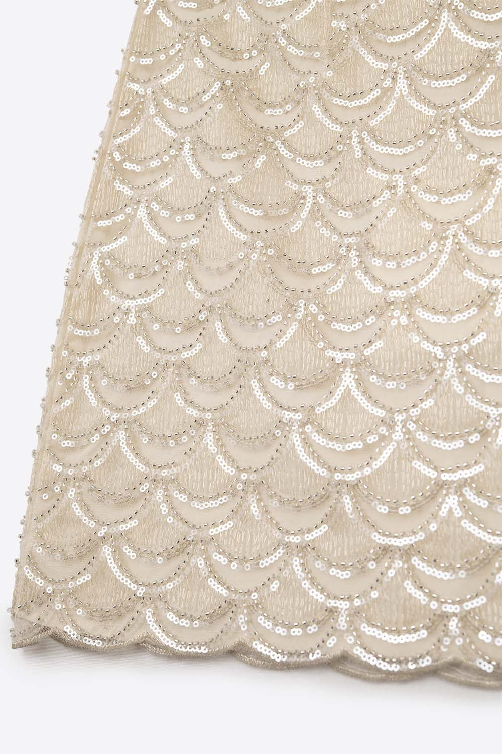 Scalloped Sequin Mini Skirt
