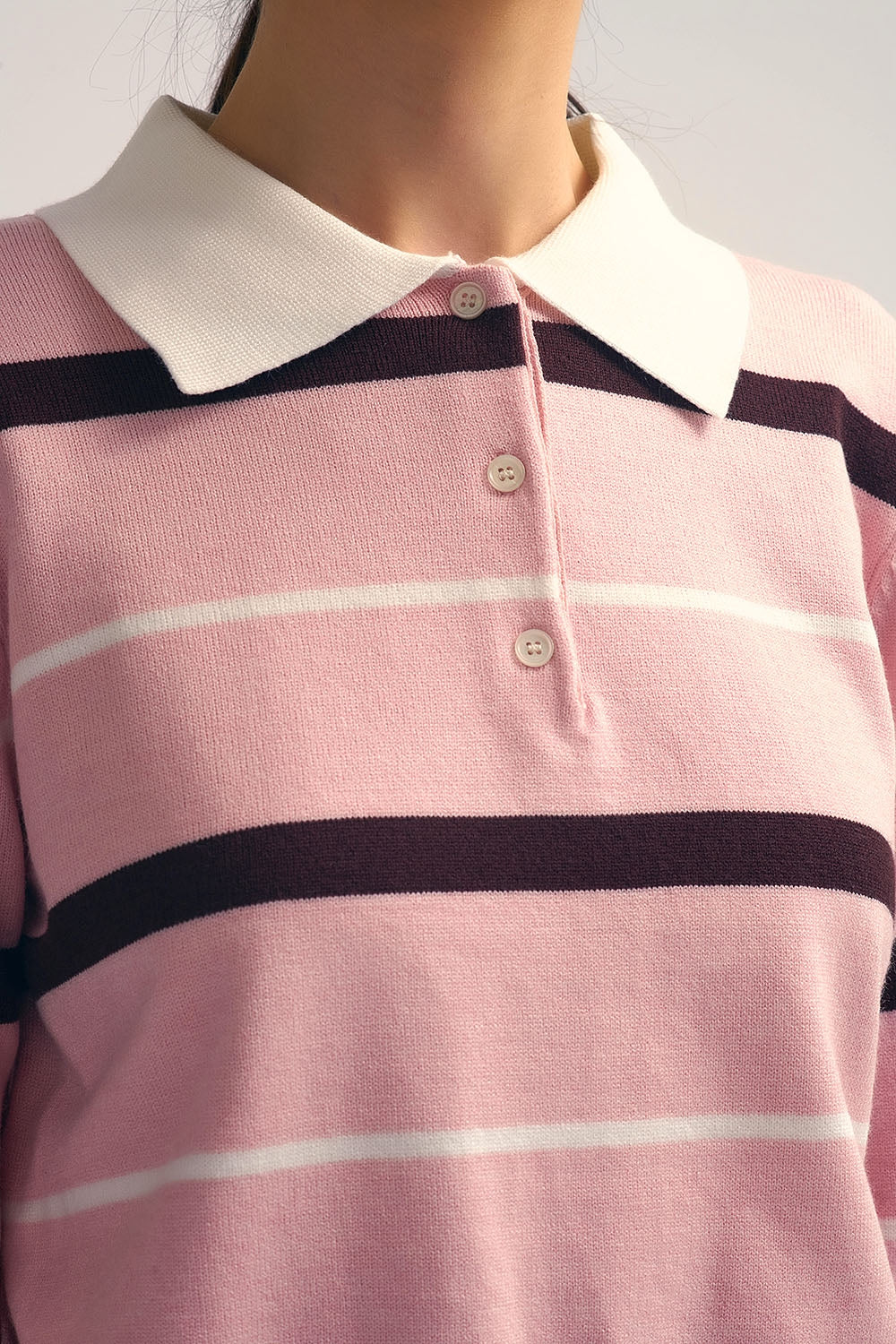 Striped Knit Polo Sweater