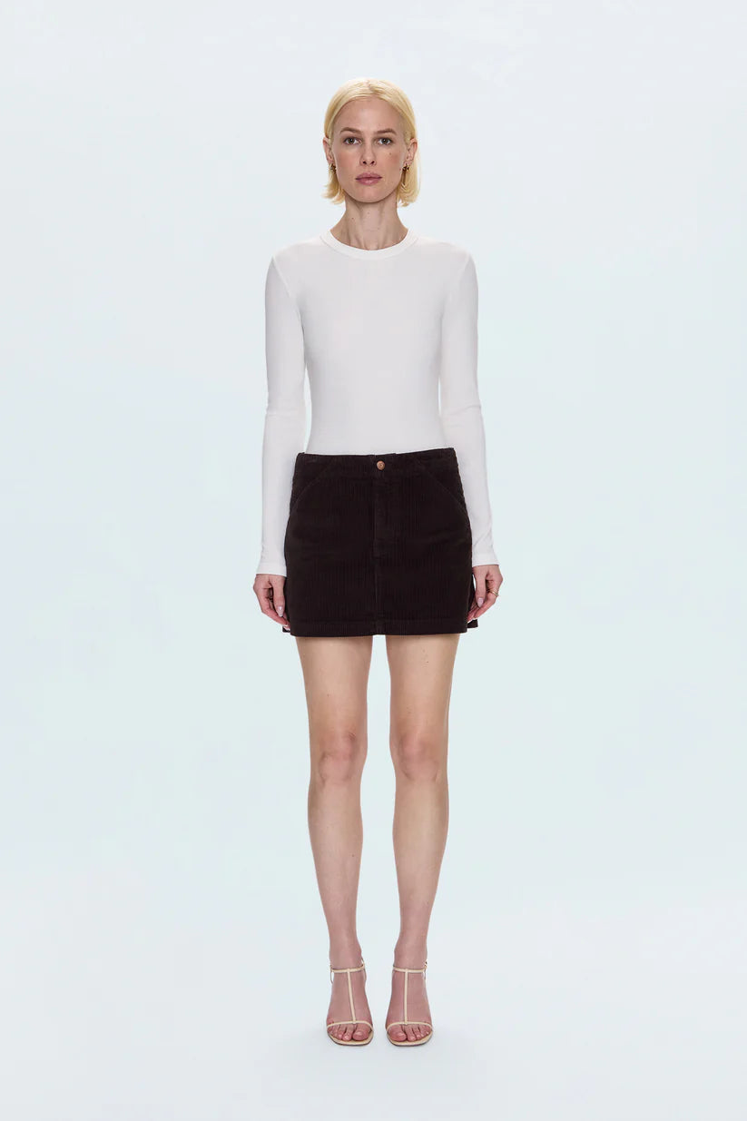 Uma High Rise Mini Skirt - Mocha Corduroy