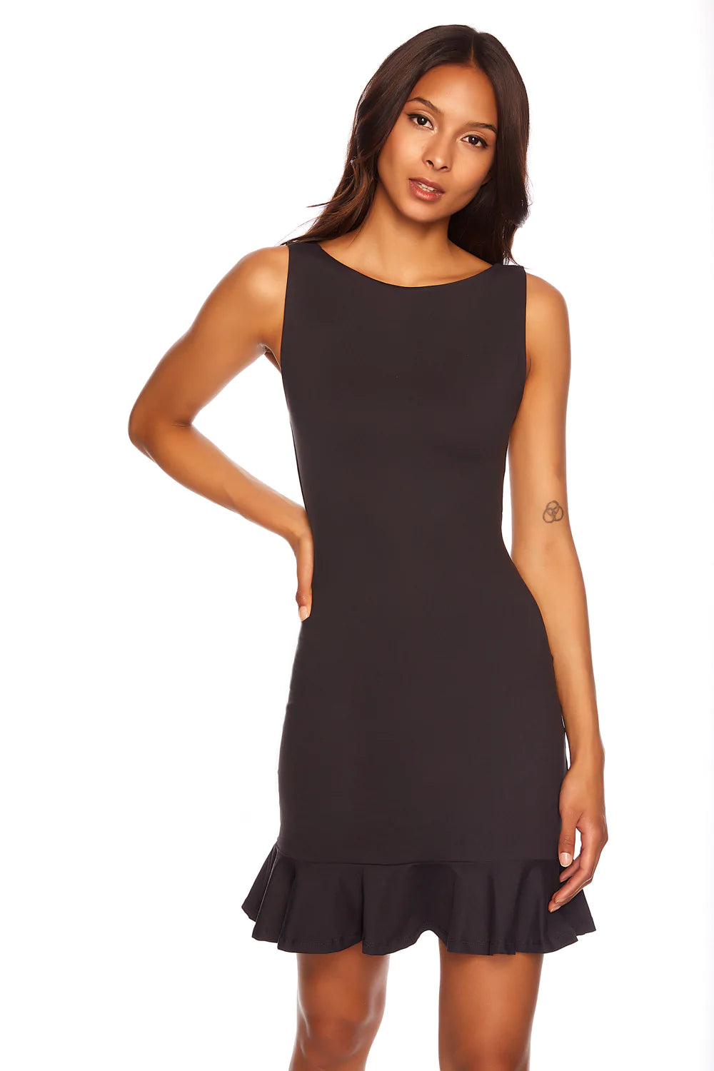 Boat Neck Ruffle Dress