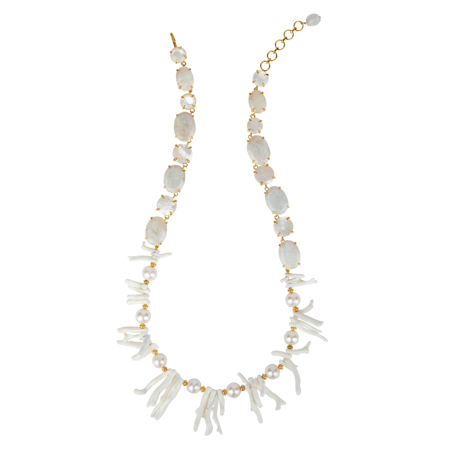 Moonstone, Pearl & Coral Necklace