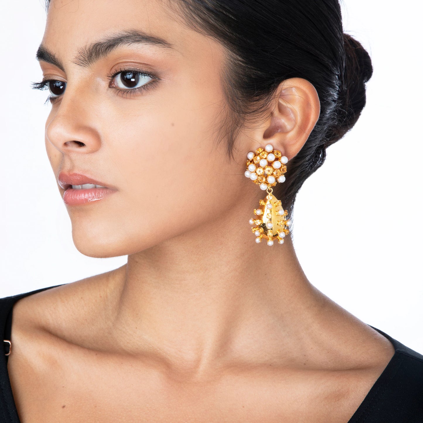 Citrine & Pearls Earrings