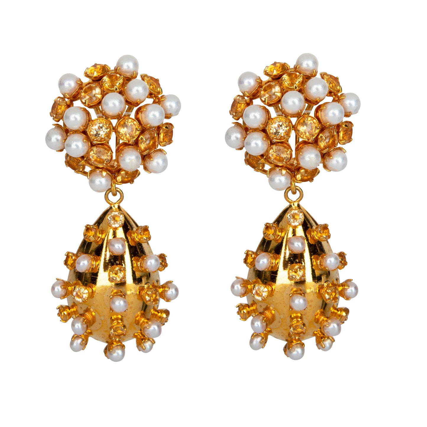 Citrine & Pearls Earrings