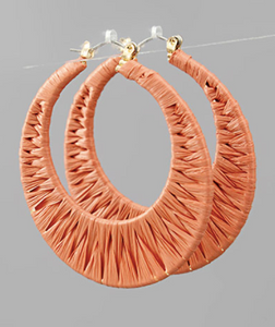 Raffia Wrapped Crescent Hoops
