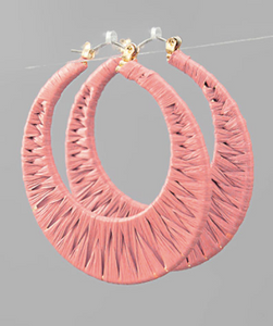 Raffia Wrapped Crescent Hoops